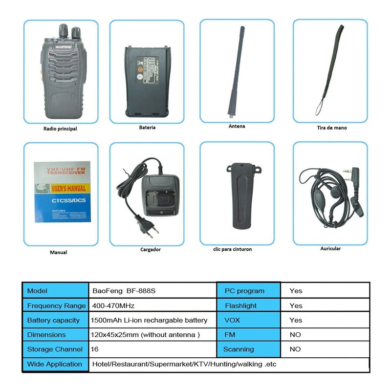 Radio Transmisor Walkie Talkie Radio Portátil Waki Toki