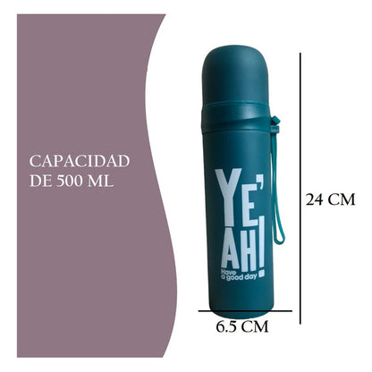 Termo Botella Agua Caliente Fria Cafe Invierno 500ml Acero