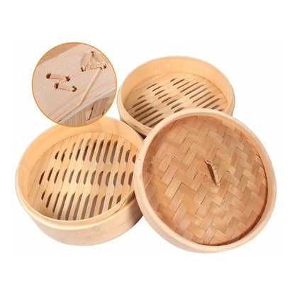 Olla Vaporera De Bambu Olla De Vapor Cesta 2 Niveles 26cm