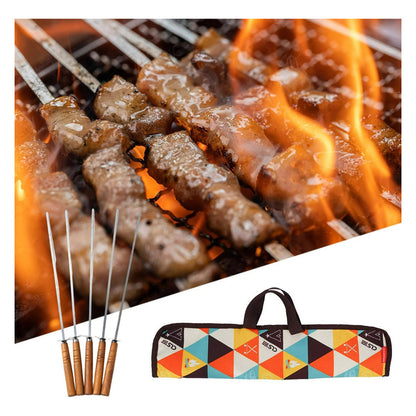 Set 5 Brochetas Para Asado Anticucho Pinchos Acero Inoxidabl