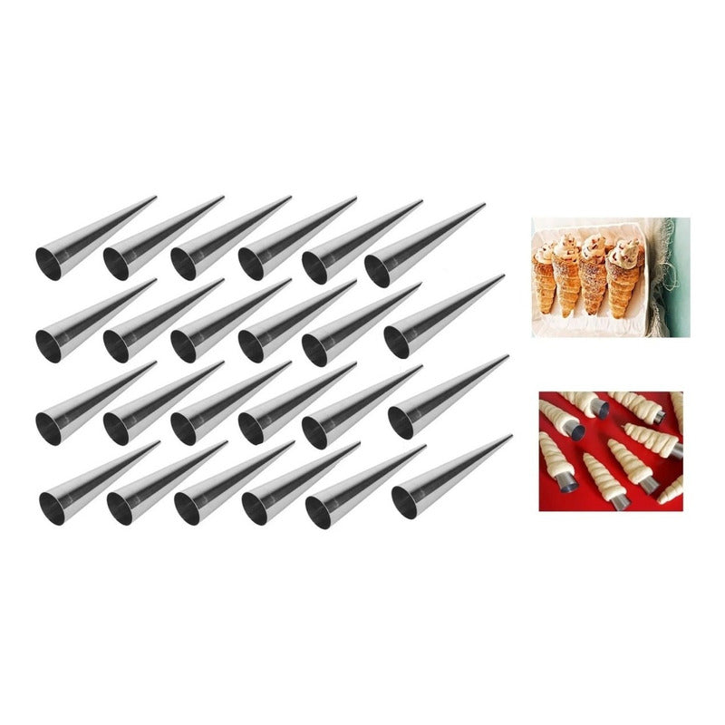 Pack X24 Moldes Para Cachito Metalico Croissant Cono Cannoli