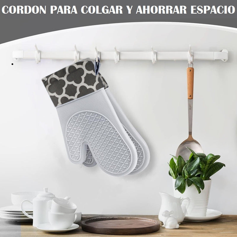 Pack X2 Guantes Para Horno Toma Ollas Guantes Silicona Cocin