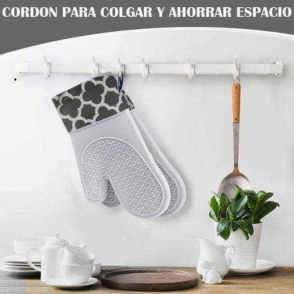 Pack X2 Guantes Para Horno Toma Ollas Guantes Silicona Cocin