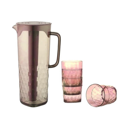 Set Jarra 2 Litros + 4 Vasos Jarra Agua Jugo Refrigerante
