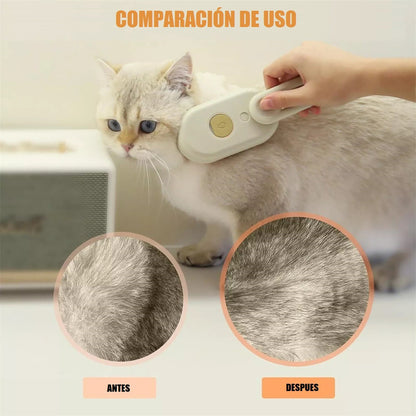 Cepillo Vapor Gato Quita Pelos Mascotas Peine Masajeador