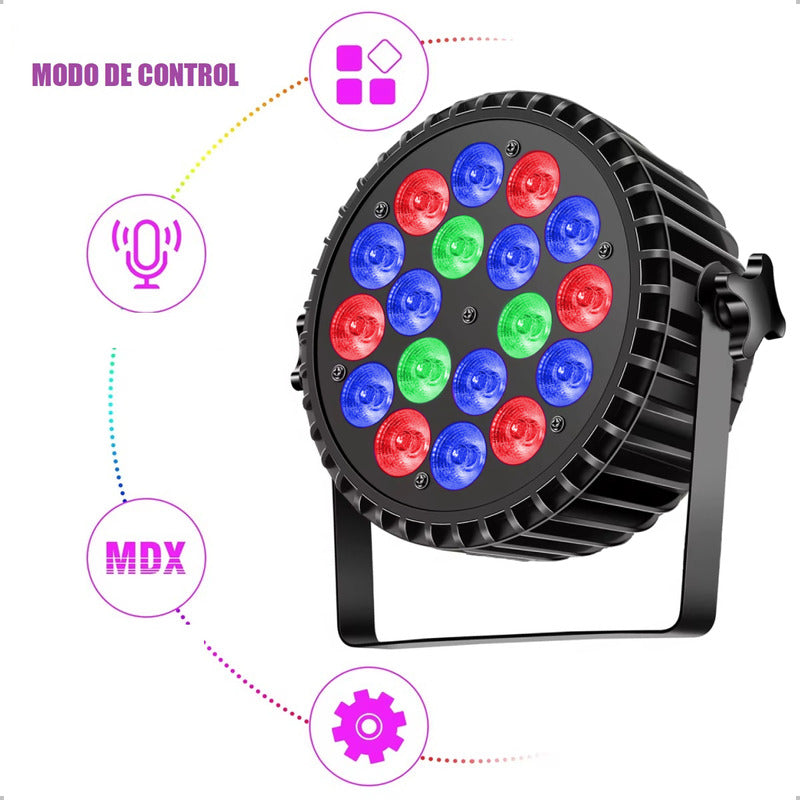 Luces De Fiesta Led Rgb Luz De Discoteca 18 Led Luz Led Foco
