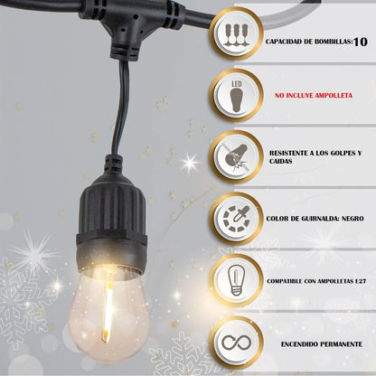Guirnaldas De Luces Para Terrazas Soquete 5 Mtrs Guirnalda
