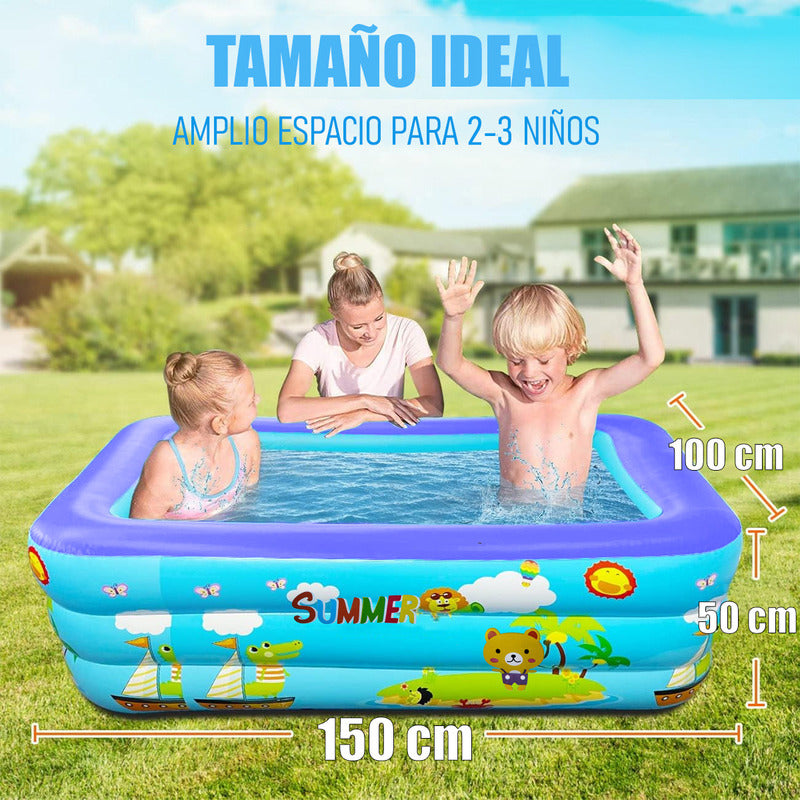 Piscinas Para Niños Piscina Pequeña Bebe Piscinas Infantiles Arcashopping Piscina Inflable 150x100x50cm Piscina Rectangular Para Niños Piscina Para Bebes 3 Anillos Piscinas Inflables Azul