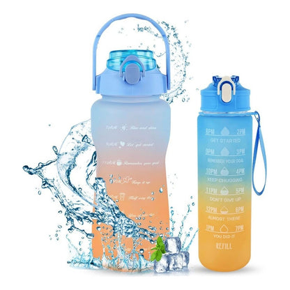 Pack X2 Botellas De Agua Deportiva 2l Y 1l Botella Portátil