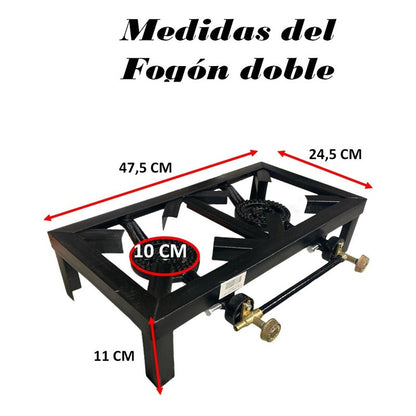 Fogon Cocinilla A Gas Doble Quemador Fogones Camping Fierro