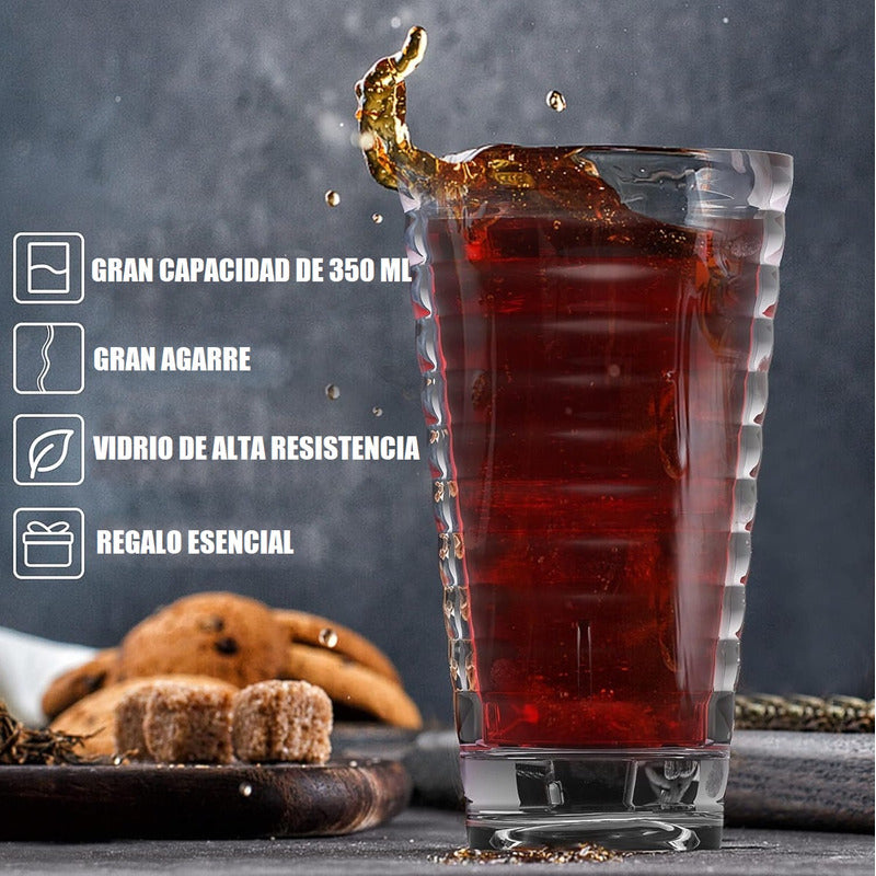 Set 6 Vasos De Vidrio Vasos Vidrio Jugo Juego De Vasos 350ml