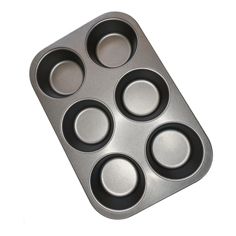 Pack X2 Molde Cupcakes 6 Grandes Muffins Metalico Reposteria