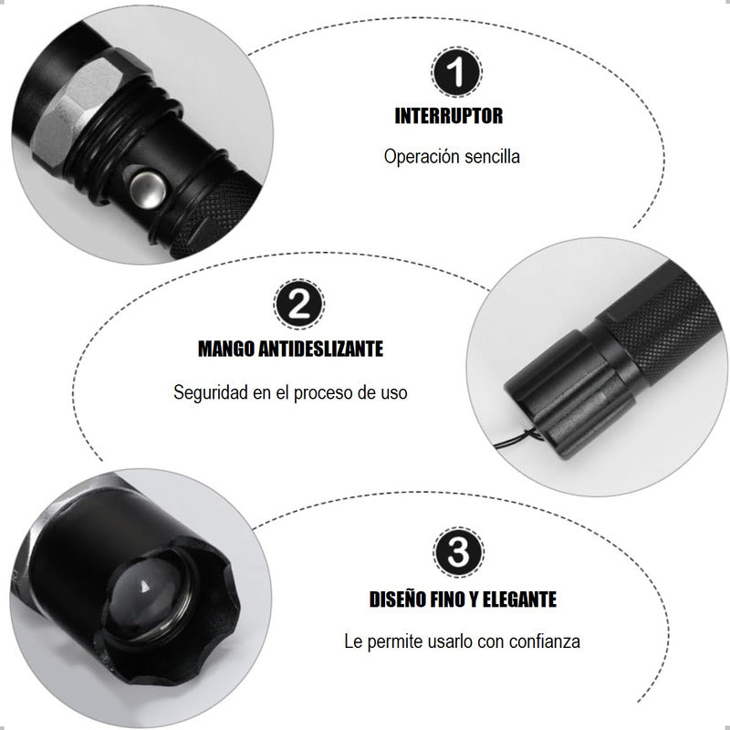 Pack X2 Linterna Led Camping Linterna Tactica 18000 Lumens Blanco Gris Oscuro