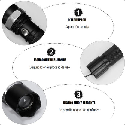 Pack X2 Linterna Led Camping Linterna Tactica 18000 Lumens Blanco Gris Oscuro