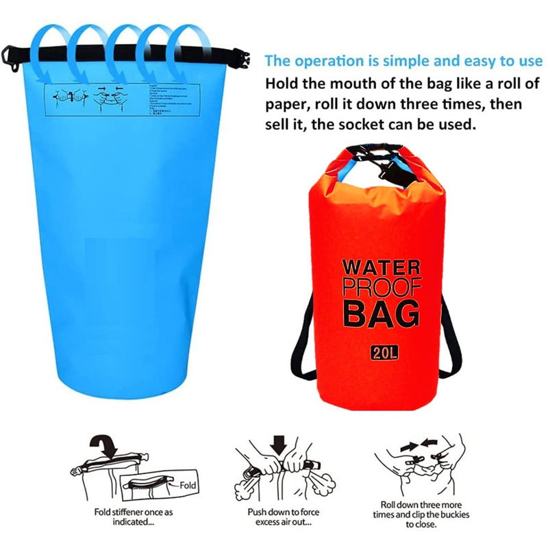 Bolso Seco Impermeable Mochila Camping 20 Litros Waterproof