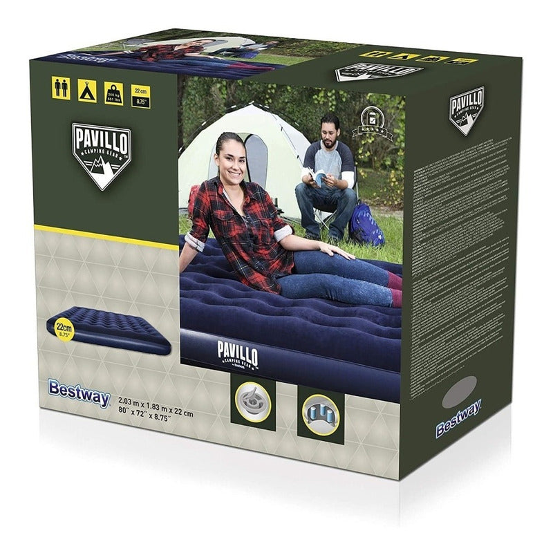 Colchon Inflable 2 Plazas Bestway Color Azul