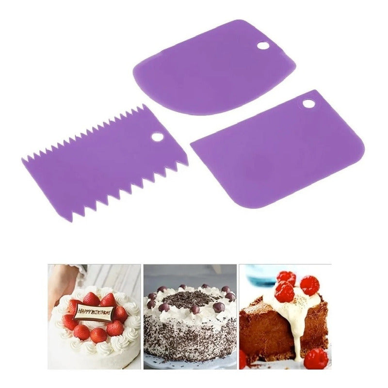 Set 3 Raspadores De Repostería Espátula Texturizadoras Torta