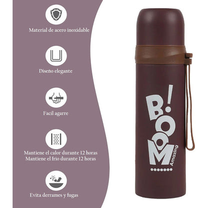 Termo Botella Agua Caliente Fria Cafe Invierno 500ml Acero