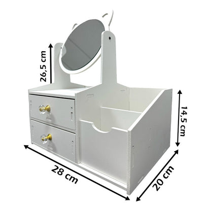 Organizador De Maquillaje Con Espejo Organizador Joyero Color Blanco
