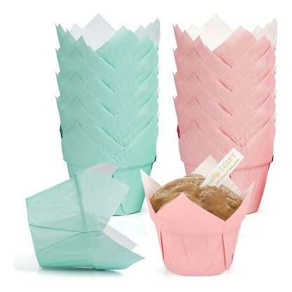 Pack 24 Capsulas De Papel Para Muffins Tulipán Molde Cupcake