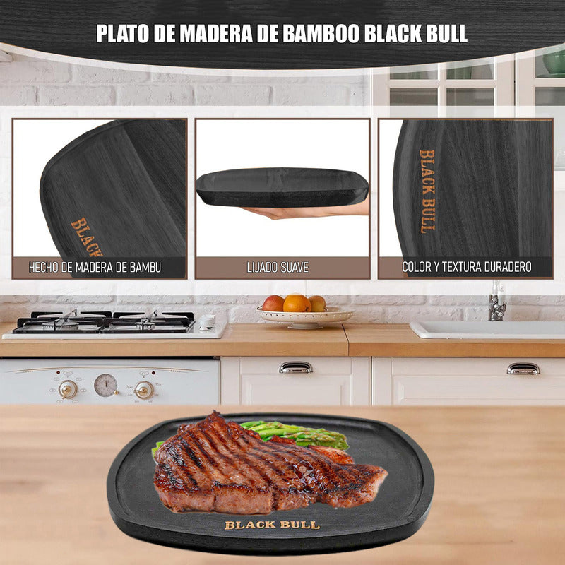 Plato De Madera Bamboo Plato Negro Plato De Madera 25cm Bandeja De Madera De Bambu Arcashopping Plastos De Madera Plastos Negros Platos Decorativos Plato Para Picoteo Black Bull