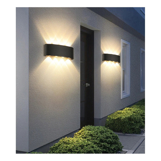 Pack X2 Lampara Led Focos Exterior Pared 8w Luz Cálida 3500k