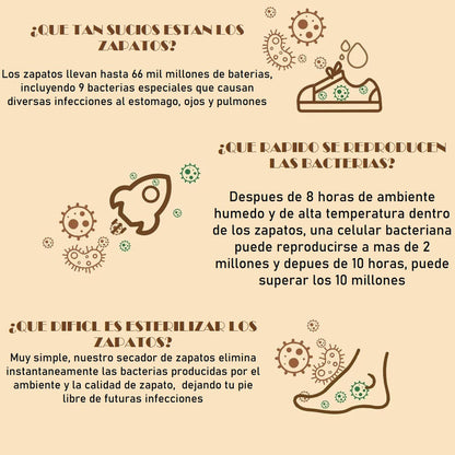 Secador Calzado Eléctrico Deshumidificador Zapatos Secador