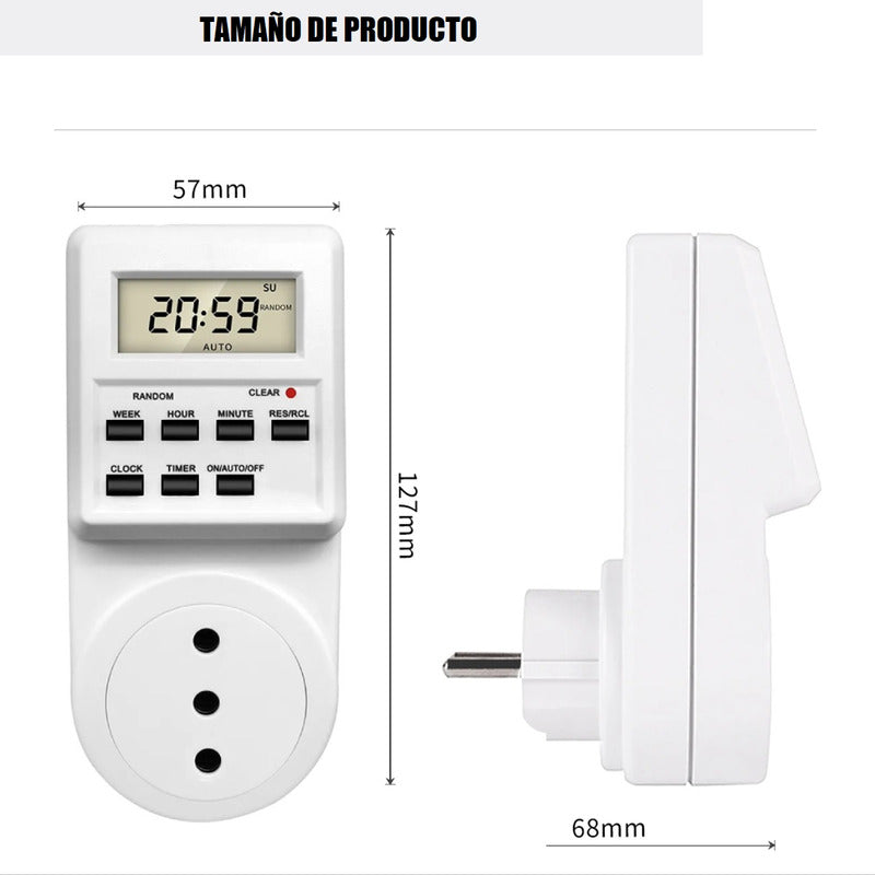 Pack X2 Enchufe Temporizador  Timer Digital Programable