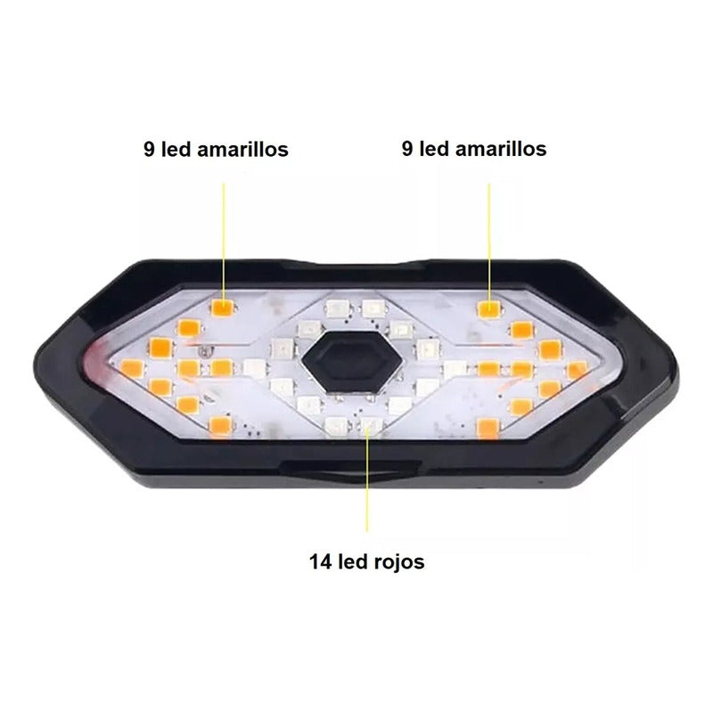 Luz Potente Trasera Para Bici Luz Señalización Bike Inhalamb Negro