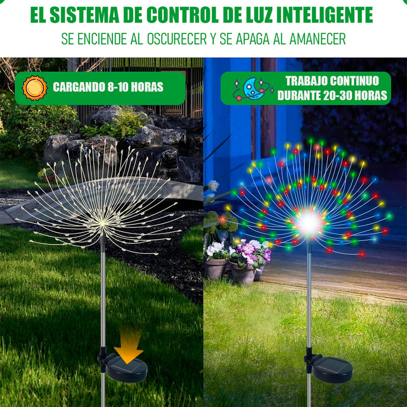 Luces Hadas Navidad Solares Luces Fuego Artificial Exterior