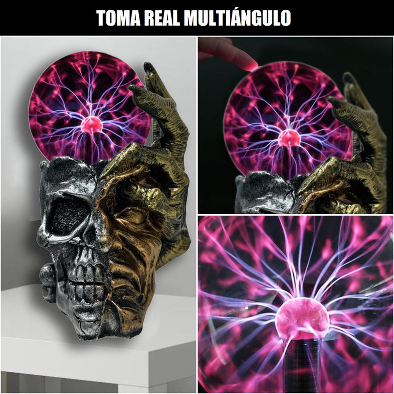 Lampara De Velador Lampara Tesla Plasma Bola Calavera Rayos