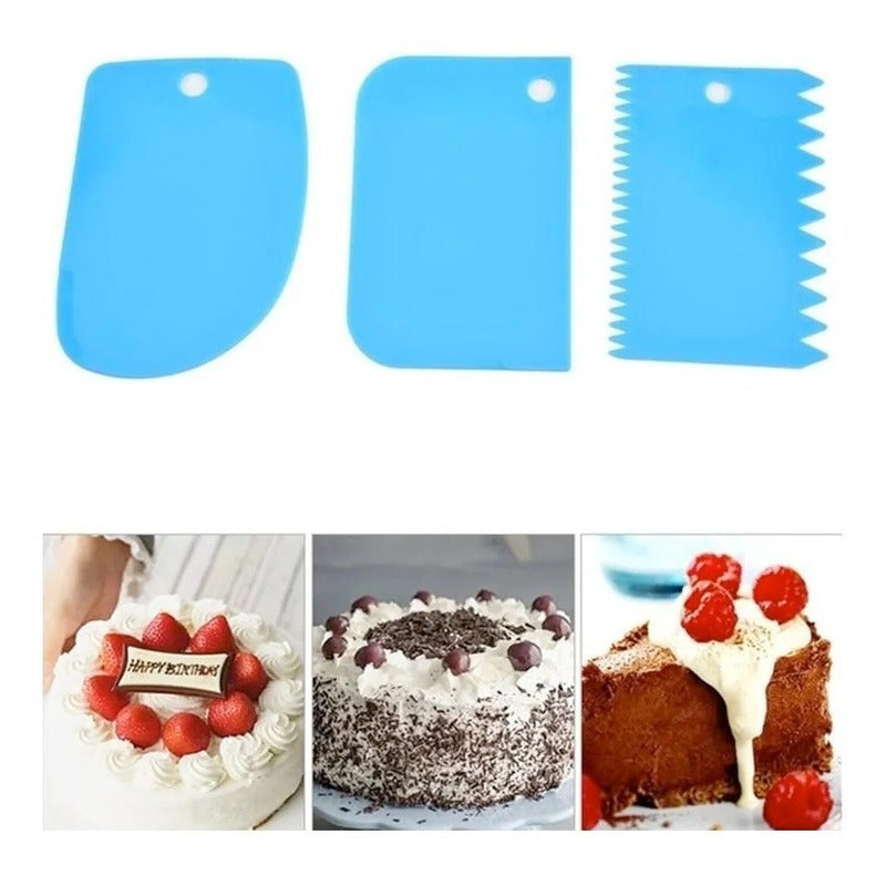 Set 3 Raspadores De Repostería Espátula Texturizadoras Torta