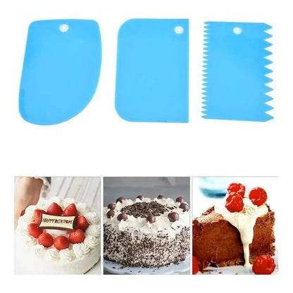 Set 3 Raspadores De Repostería Espátula Texturizadoras Torta