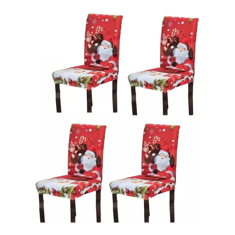 Pack 4 Fundas Navideñas Sillas Fundas Para Sillas De Navidad