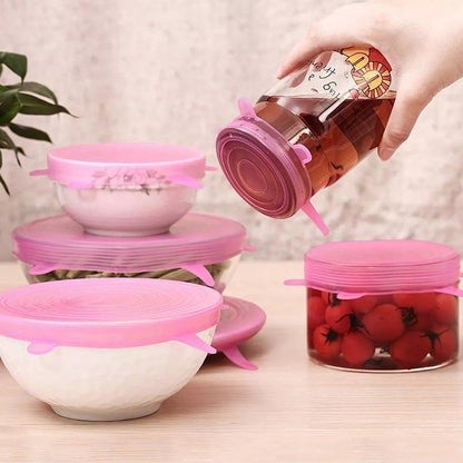 Set 6 Tapas De Silicona Adaptable Para Alimentos Reutilizabl