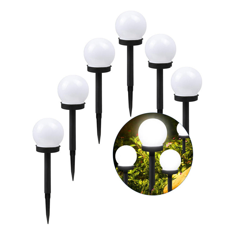 Pack X6 Faroles Solares Lampara Jardin Solar Jardin Exterior Estructura Blanco