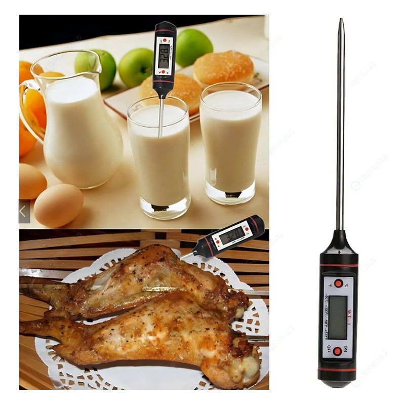 Termometro Digital De Cocina Pinche Alimentos Y Liquidos Color Negro