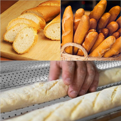 Molde Perforado Antiadherente 4 Pan Francés Baguette Baguete Arcashopping Molde Perforado Metalico Antiadherente Para Pan Francés Pan Baguette