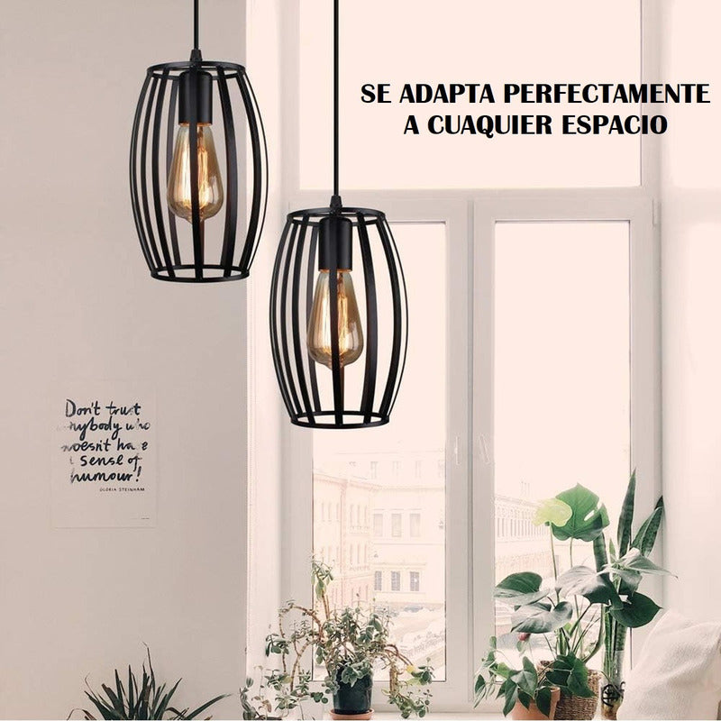 Pack X2 Lámpara Colgante Vintage Ovalada Lámparas Living E27