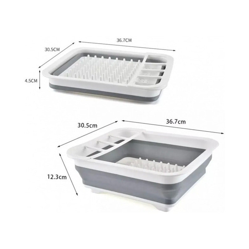 Secaplatos Escurridor Colador Plegable Silicona Multifunción Color Blanco Con Gris