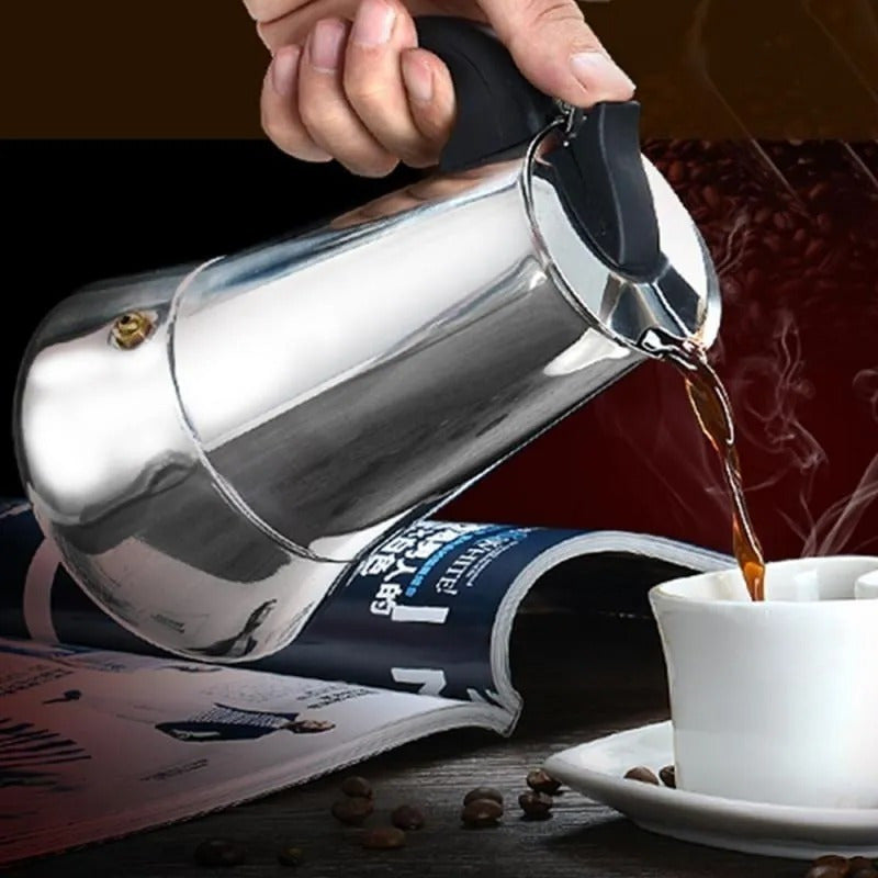 Cafetera Italiana Inoxidable Cafetera Espresso 2 Tazas Coffe Color Gris