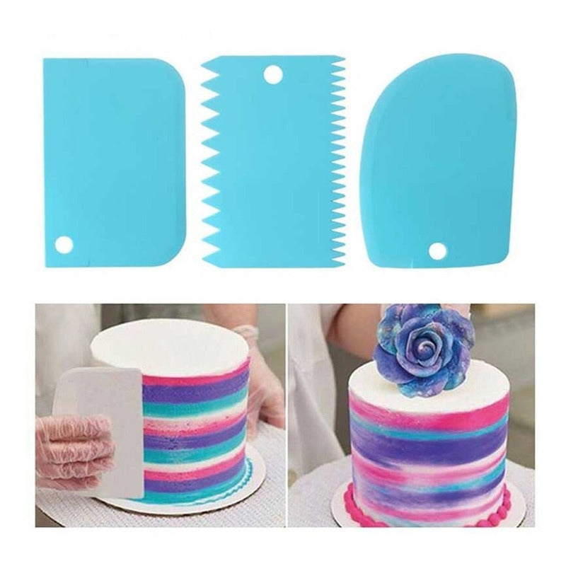 Set 3 Raspadores De Repostería Espátula Texturizadoras Torta