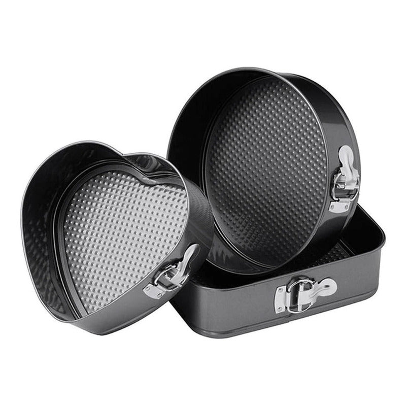 Set 3 Molde De Corazon Desmontable Antiadherente Torta Pan