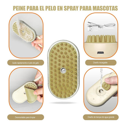 Pack X2 Cepillo Vapor Gato Quita Pelos Mascotas Peine Vapor
