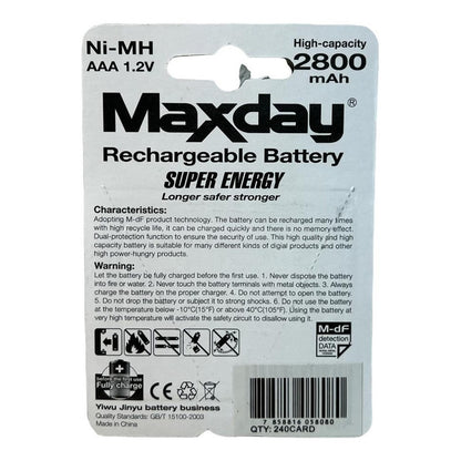 Pilas Recargables Aaa Pila Aaa Pack X4 Pilas 2800mah Recarga