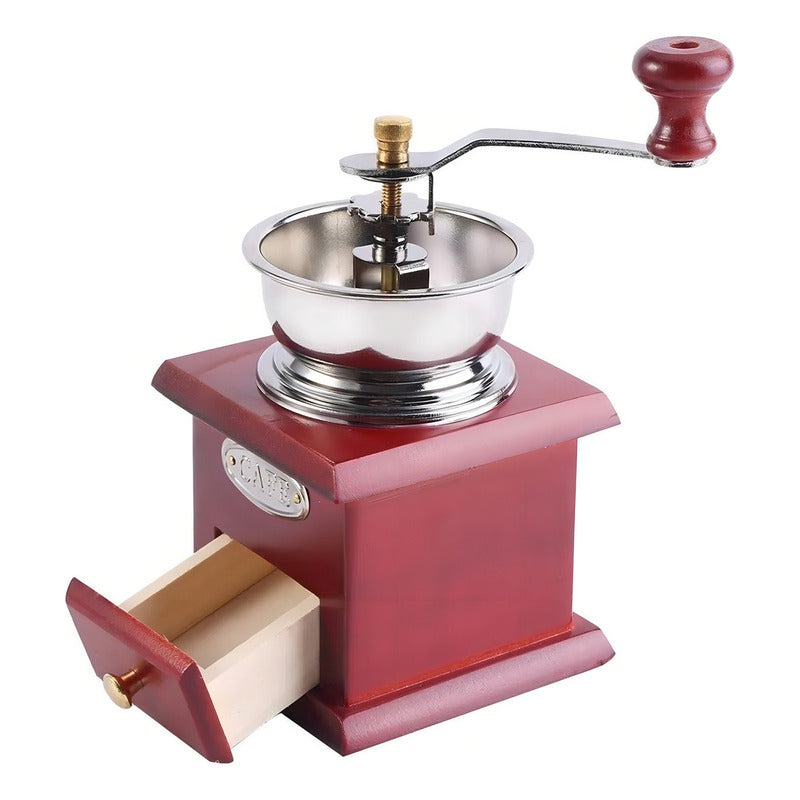 Molinillo Madera Granos Café Deposito Manual Cafetera Color Marrón