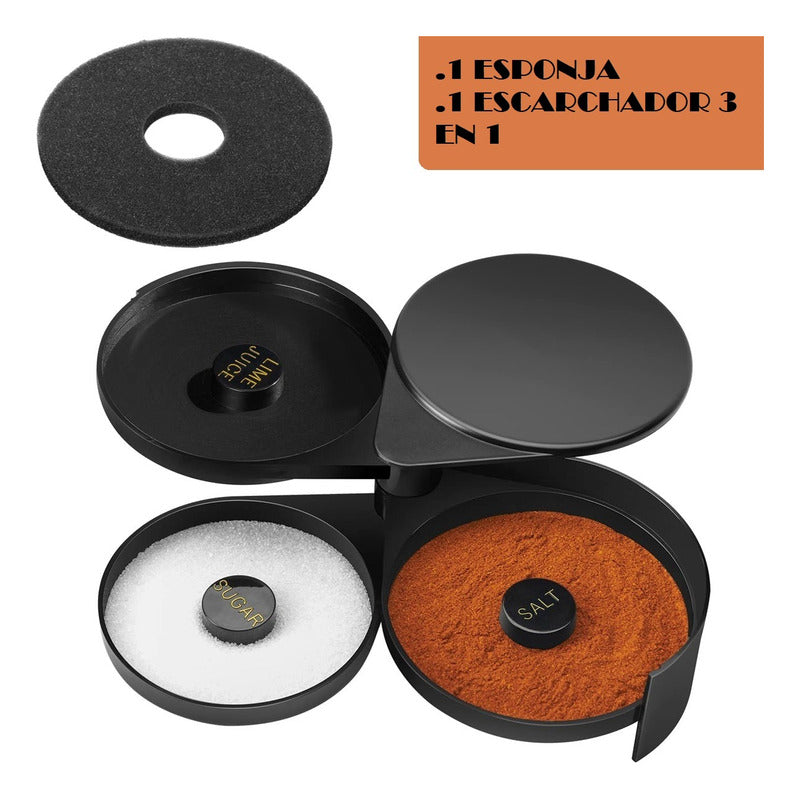 Escarchador De Vasos Orillador Copas Set Bartender 3 Bandeja