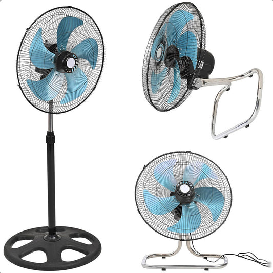Ventilador 3 En 1 Arcashopping Ventilador Pedestal Con 5 Aspas De Plástico Color Azul Estructura Color Negro, 50cm De Diámetro 50hz 220v