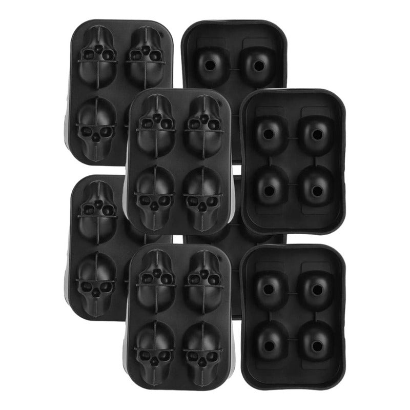 Pack X4 Cubetera Hielo Silicona Calavera Molde Hielo Flexibl