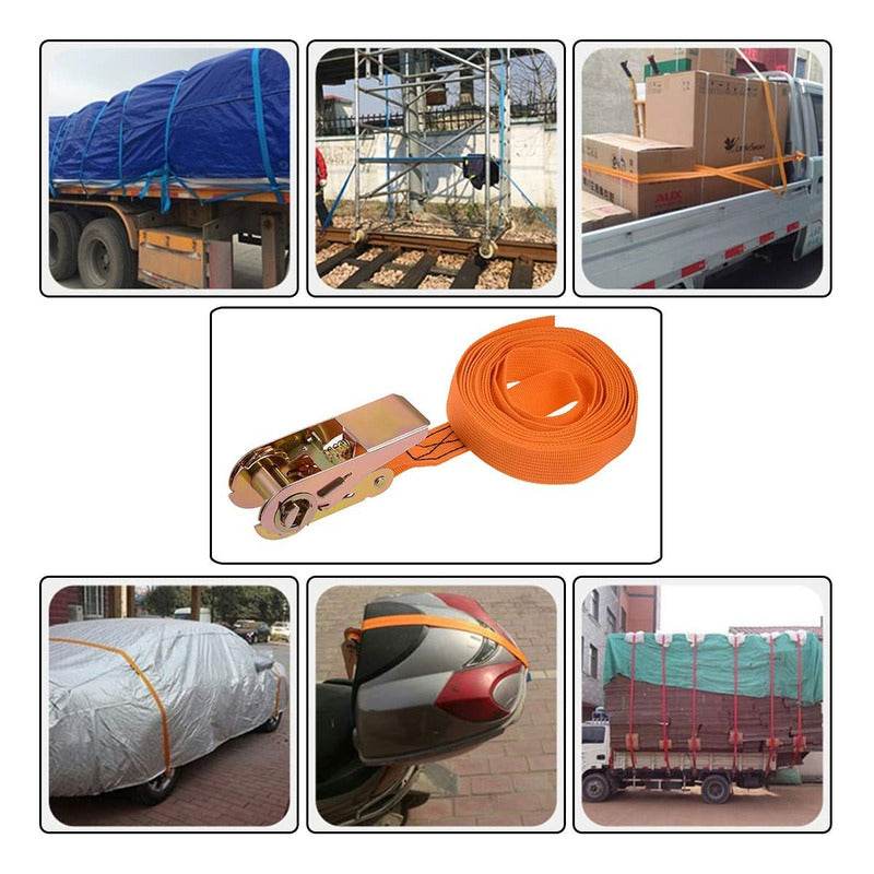 Eslinga Amarre 6m Con Rachet Linga De Carga Para Camioneta